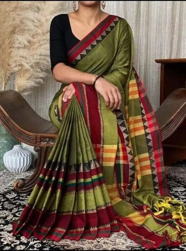 Mehandi_Rangoli_Border_Pure_Narayanpet_Handloom_cotton_saree_with_Running_blouse_piece