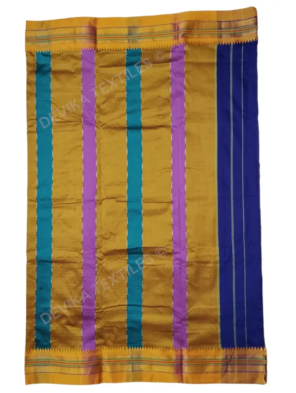 Navvy_Blue_Ilkal_Zig_Zag_Pattern_Cottonsilk_Saree_with_running_blouse_piece