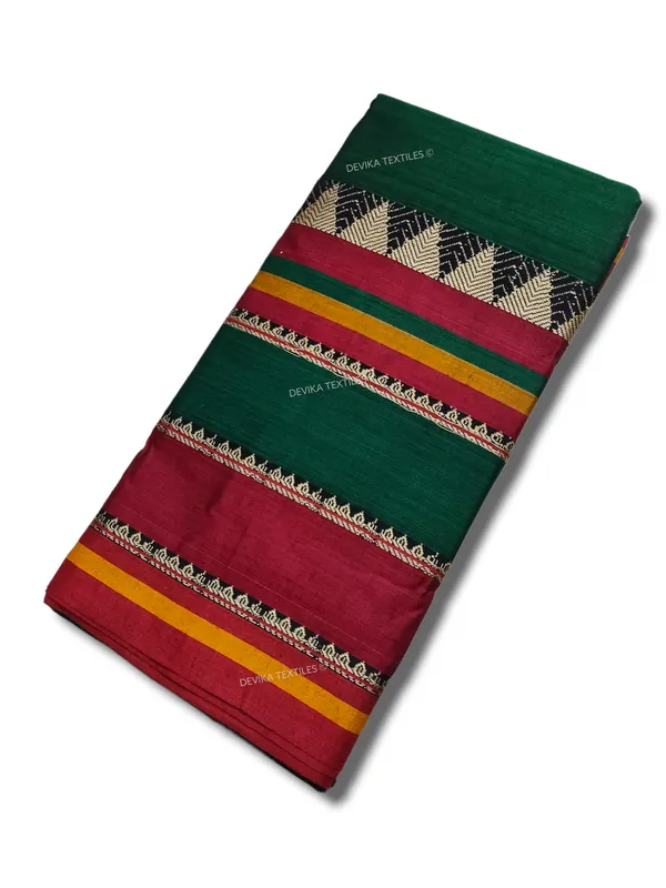 New_Bottle_green_Rangoli_Narayanapet_Pure_Mercerised_Cotton_Saree_with_Running_blouse_piece_(same_as_saree)