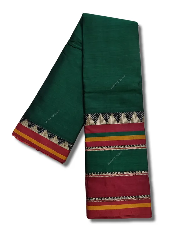 New_Bottle_green_Rangoli_Narayanapet_Pure_Mercerised_Cotton_Saree_with_Running_blouse_piece_(same_as_saree)
