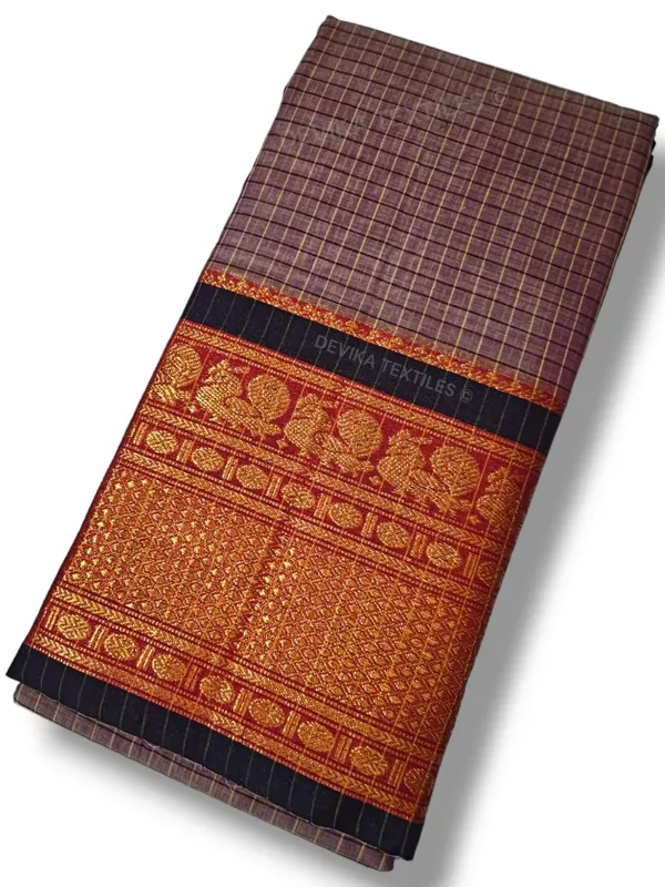 Peacock_Checks_Narayan_peth_Pure_Handloom_Cotton_Saree_with_running_blouse_piece_(Same_As_saree)