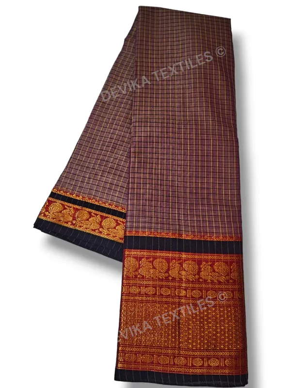 Peacock_Checks_Narayan_peth_Pure_Handloom_Cotton_Saree_with_running_blouse_piece_(Same_As_saree)