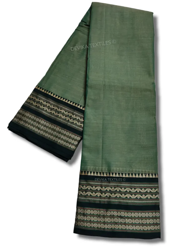 Pista_Orissa_Border_Narayanpet_Pure_Handloom_Cotton_Sarees_with_Running_blouse_piece