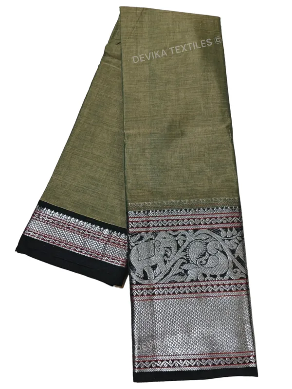 Pista_Tanvi_silver_border_Pure_cotton_Narayanpeth_handloom__saree_with_running_blouse_piece
