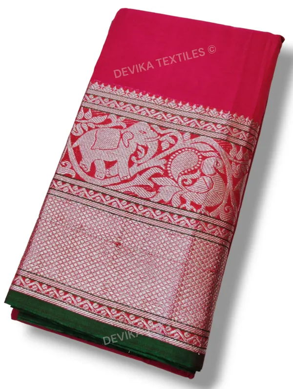 Rani_Big_Silver_Jari_border_Narayanpet_pure_handloom_Cotton_saree_with_running_blouse_piece