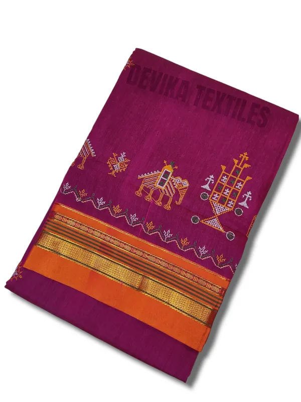 Rani_Cottonsilk_ilkal_Kasuti_work_saree_with_running_blouse_piece