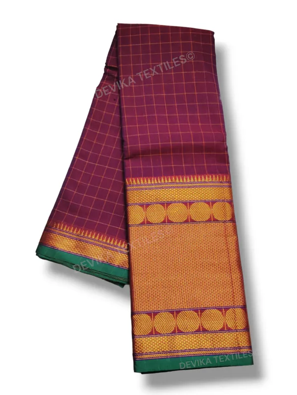 Rani_Doller_Checks_Narayanpet_Pure_Handloom_Cotton_saree_with_running_blouse_piece