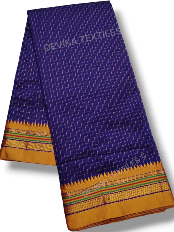 Royal_Blue_Ilkal_Zig_Zag_Pattern_Cottonsilk_Saree_with_running_blouse_piece