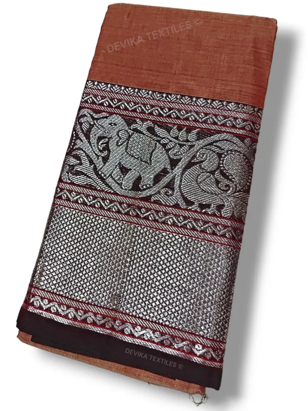 Rust_Tanvi_silver_border_Pure_cotton_Narayanpeth_handloom__saree_with_running_blouse_piece
