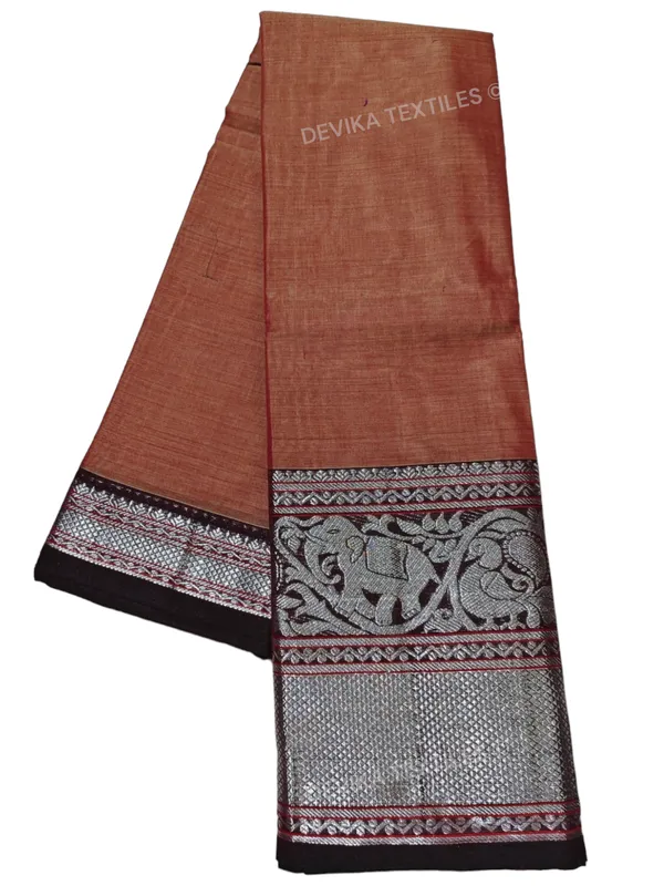 Rust_Tanvi_silver_border_Pure_cotton_Narayanpeth_handloom__saree_with_running_blouse_piece
