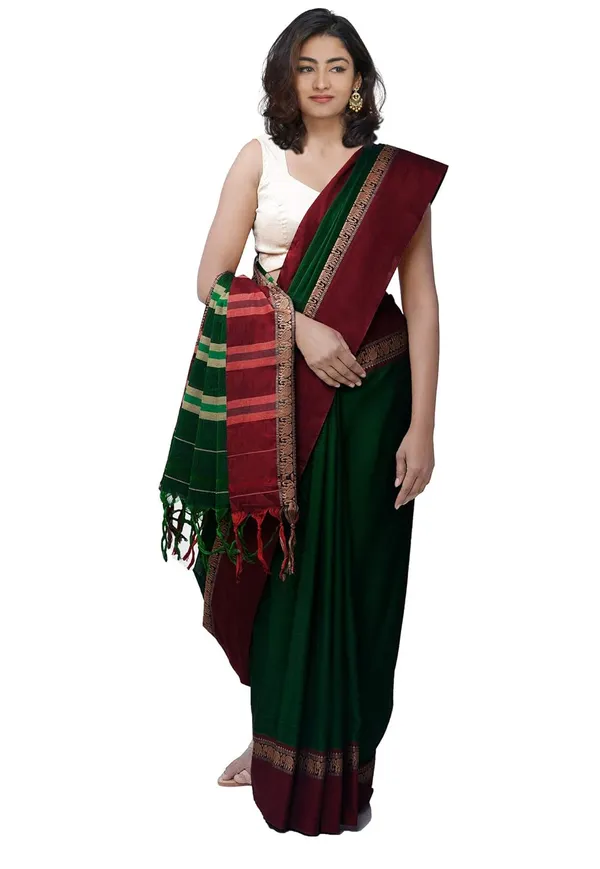 Pure_Handloom_Narayanpet_Cotton_Saree_With_Blouse_Piece_And_Tassels_From_The_Weavers_Of_Andhra_Pradesh(Green+Free_Size)_For_Women