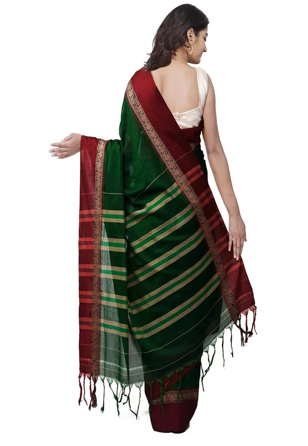 Pure_Handloom_Narayanpet_Cotton_Saree_With_Blouse_Piece_And_Tassels_From_The_Weavers_Of_Andhra_Pradesh(Green+Free_Size)_For_Women