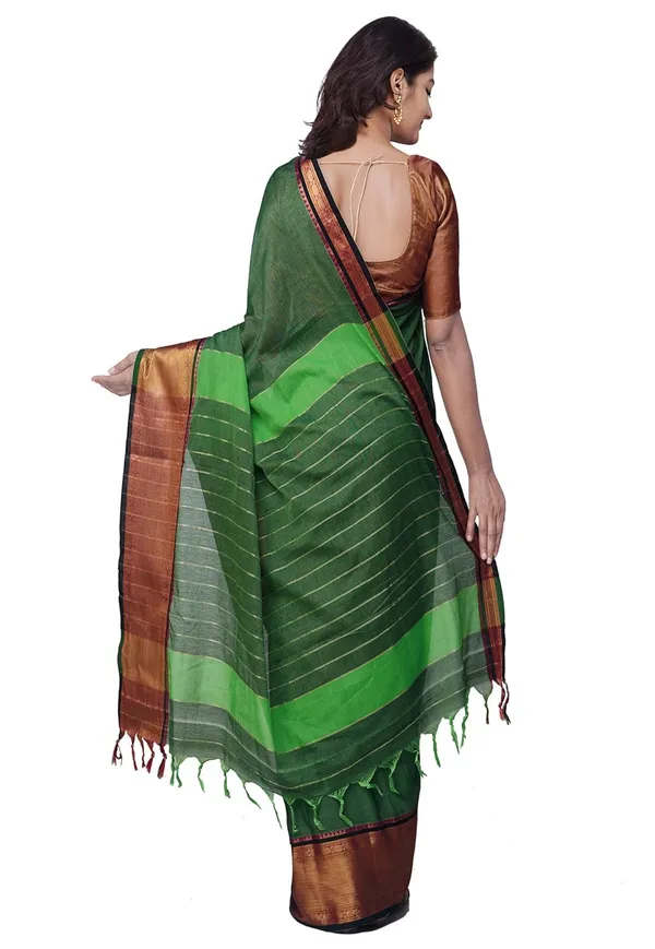 Narayanpet_Handloom_Cotton_Saree_And_Blouse_Piece_(Green+Free_Size)_For_Women