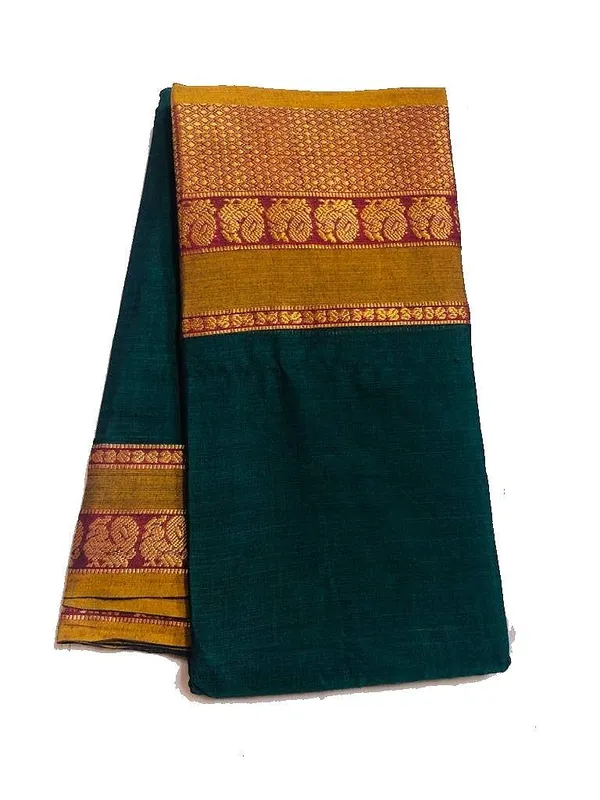 Sarees_Pure_Handloom_Narayanpet_Cotton_Saree_Peacock_Zari_With_Blouse_Green_For_Women