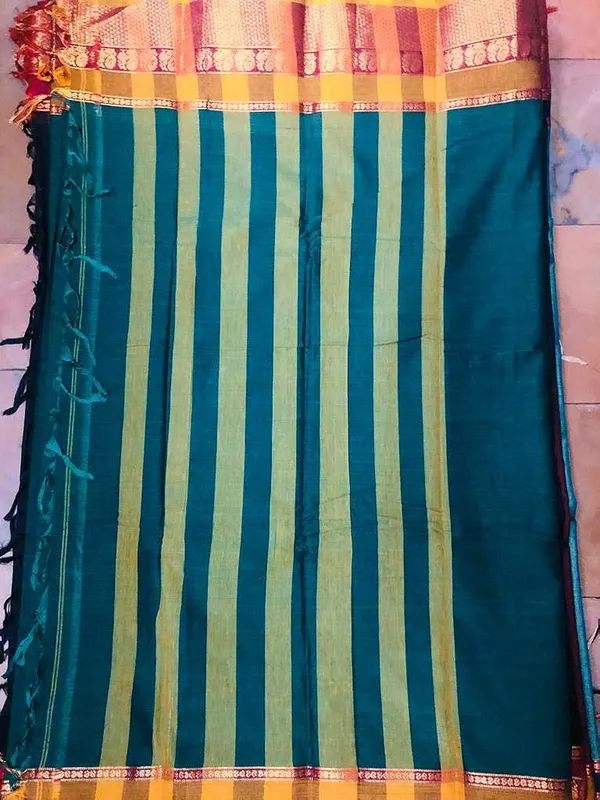 Sarees_Pure_Handloom_Narayanpet_Cotton_Saree_Peacock_Zari_With_Blouse_Green_For_Women