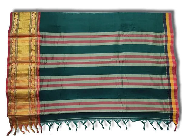 Narayanpet_Pure_Cotton_Elephant_Border_Handloom_Saree_With_Running_Blouse_Piece_Big_Elephant_Border_(Green)_For_Women