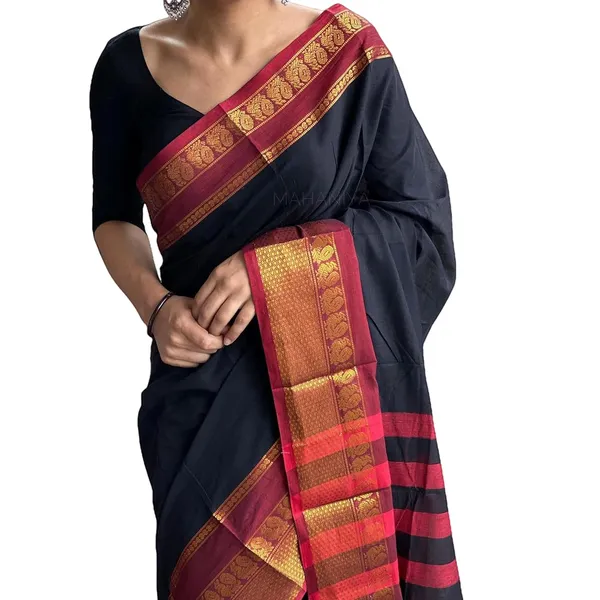 Narayanpeth_Cotton_Sarees_Black_For_Women