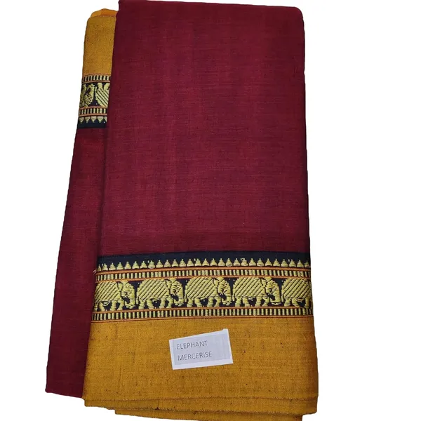 Elephant_Border_Treditional_Handloom_Pure_Masarised_Cotton_Saree_With_Running_Blouse_Piece_For_Women
