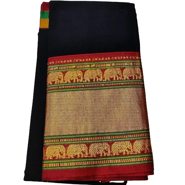 Narayanpet_Pure_Cotton_Elephant_Border_Saree_With_Running_Blouse_Piece_For_Women