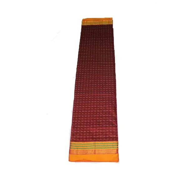 Neyge_Women_Irkal_Ilkal_Traditional_Handwoven_Cotton_Silk_Star_Pattern_Satin_Jari_Border_Saree_Stripe_Pallu_(Maroon)