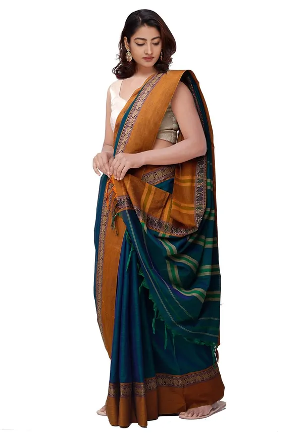 Pure_Handloom_Narayanpet_Cotton_Saree_With_Blouse_Piece_And_Tassels_From_The_Weavers_Of_Andhra_Pradesh_(Green+Free_Size)_For_Women