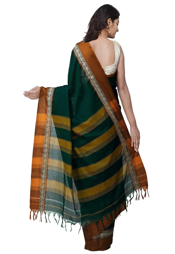 Pure_Handloom_Narayanpet_Cotton_Saree_With_Blouse_Piece_And_Tassels_From_The_Weavers_Of_Andhra_Pradesh_(Green+Free_Size)_For_Women