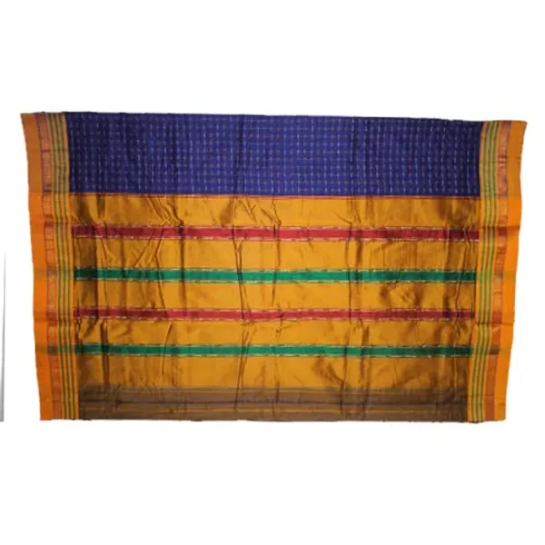 Neyge_Women_Irkal_Ilkal_Traditional_Handwoven_Cotton_Silk_Star_Pattern_Satin_Jari_Border_Saree_Stripe_Pallu_(Royal_Blue)