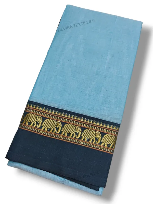 Sky_Blue_Elephant_Border_Narayanpeth_Pure_Cotton_saree_with_Running_Blouse_piece_(same_as_saree)