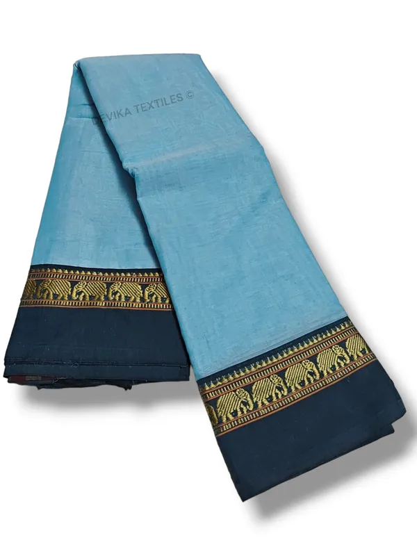 Sky_Blue_Elephant_Border_Narayanpeth_Pure_Cotton_saree_with_Running_Blouse_piece_(same_as_saree)