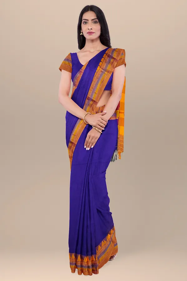 VOILET_COTTON_SILK_M_BORDER_ILKAL_SAREE_WITH_RUNNING_BLOUSE_PIECE_FOR_WOMENS