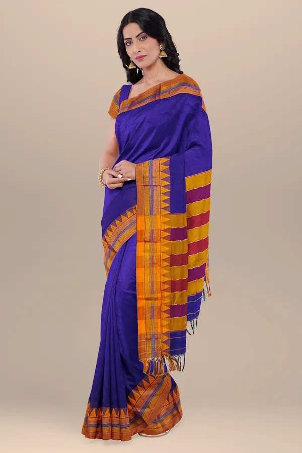 VOILET_COTTON_SILK_M_BORDER_ILKAL_SAREE_WITH_RUNNING_BLOUSE_PIECE_FOR_WOMENS