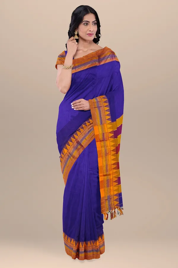VOILET_COTTON_SILK_M_BORDER_ILKAL_SAREE_WITH_RUNNING_BLOUSE_PIECE_FOR_WOMENS