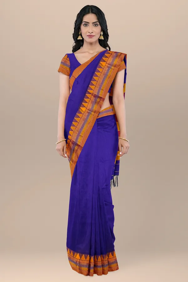 VOILET_COTTON_SILK_M_BORDER_ILKAL_SAREE_WITH_RUNNING_BLOUSE_PIECE_FOR_WOMENS