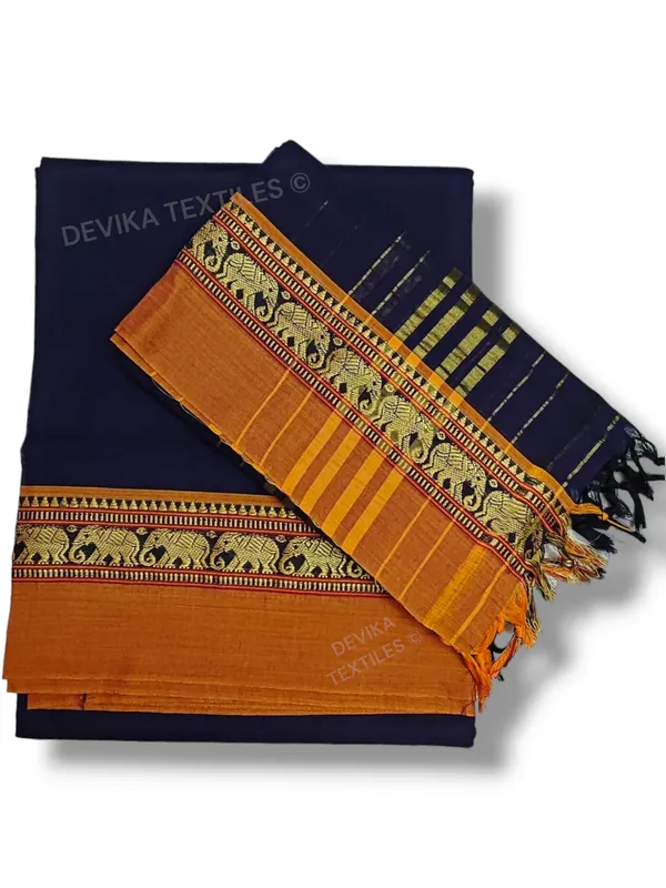 Voilet_100%_Pure_Narayanpeth_Cotton_Elephant_Border_Dress_Material
