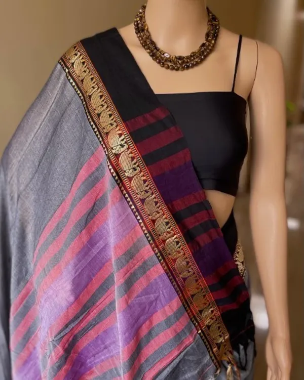 Netra_Narayanpet_Cotton_Sarees_Steel_Grey_Handloom_Cotton_Sarees_For_Women