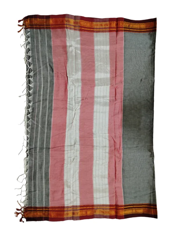 Grey_ilkal_paras_border_pure_mercerised_cotton_saree_with_running_blouse_piece