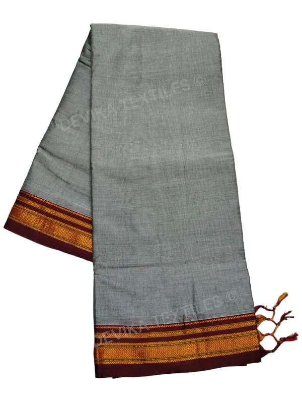 Grey_ilkal_paras_border_pure_mercerised_cotton_saree_with_running_blouse_piece