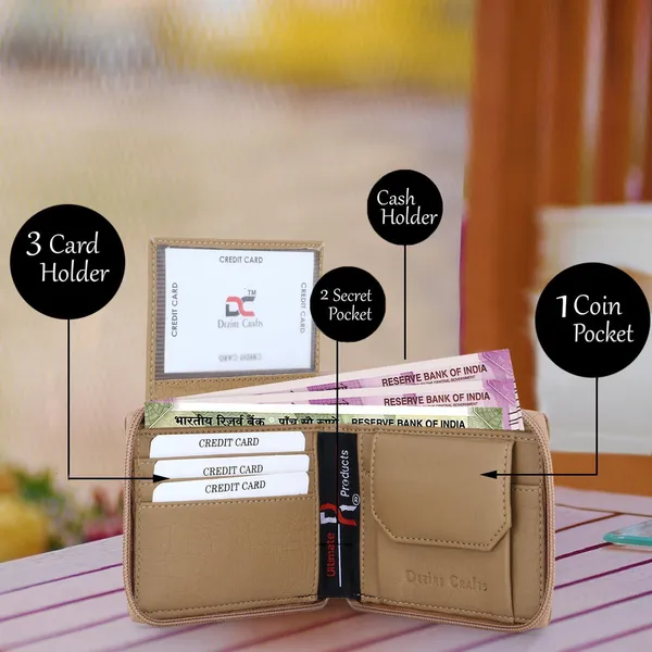 Beige_Travel_Formal_Artificial_Leather_Fabric_Round_Zip_Wallet_(7_Card_Slots)