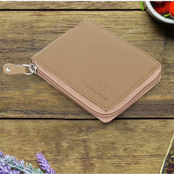 Beige_Travel_Formal_Artificial_Leather_Fabric_Round_Zip_Wallet_(7_Card_Slots)