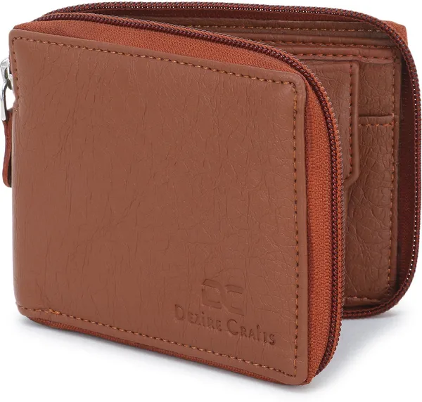 Tan_Travel_Formal_Artificial_Leather_Fabric_Round_Zip_Wallet_(7_Card_Slots)