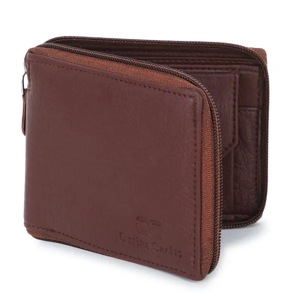 Brown_Travel_Formal_Artificial_Leather_Fabric_Round_Zip_Wallet_(7_Card_Slots)
