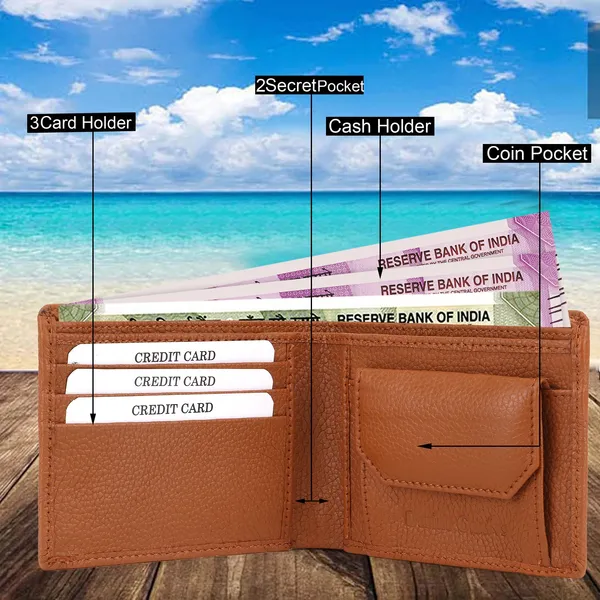 Travel_Formal_Evening/Party_Ethnic_Tan_Genuine_Leather_Wallet_(5_Card_Slots)
