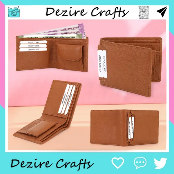 Travel_Formal_Evening/Party_Ethnic_Tan_Genuine_Leather_Wallet_(5_Card_Slots)