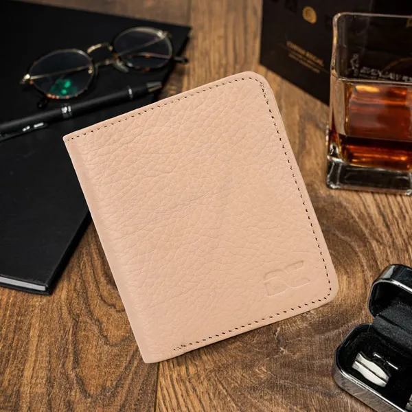 Beige_Men_Formal_Evening/Party_Travel_Ethnic_Beige_Genuine_Leather_Wallet_(7_Card_Slots)