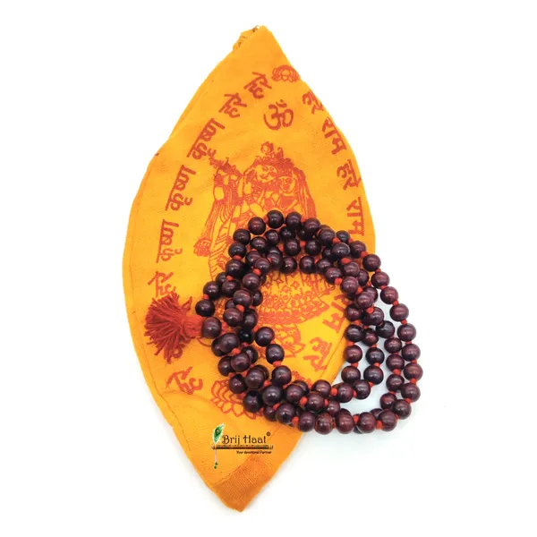 Lal_rakta_chandan_jaap_japa_mala_108+1_Beads_10mm_With_Cotton_Gaumukhi_bag_Jholi
