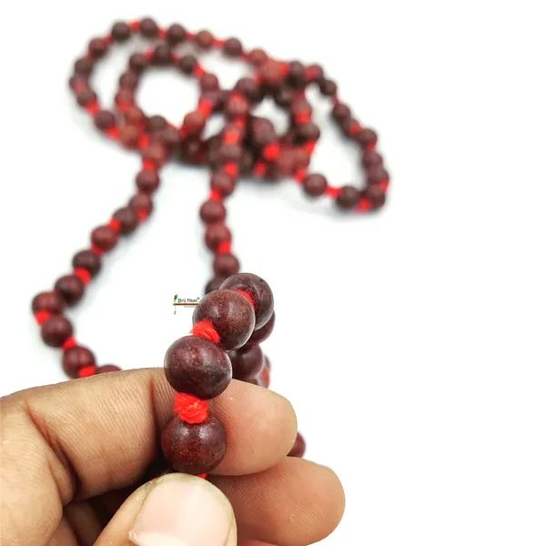 Lal_rakta_chandan_jaap_japa_mala_108+1_Beads_10mm_With_Cotton_Gaumukhi_bag_Jholi