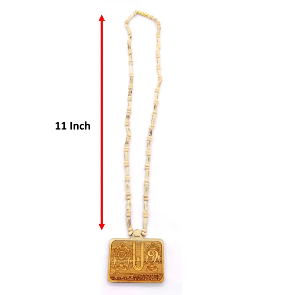 Wooden_Carving_Shrimannarayan_Tirupati_Balaji_Shankh_Chakra_Namah_Handmade_Locket/pendant_with_Tulsi_Kanthi_Mala