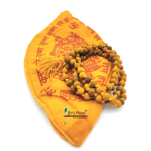 Haldi_jaap_japa_mala_108+1_Beads_With_Cotton_Gaumukhi_bag_Jholi