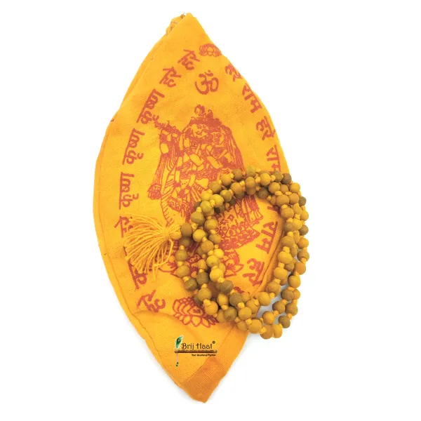 Haldi_jaap_japa_mala_108+1_Beads_With_Cotton_Gaumukhi_bag_Jholi