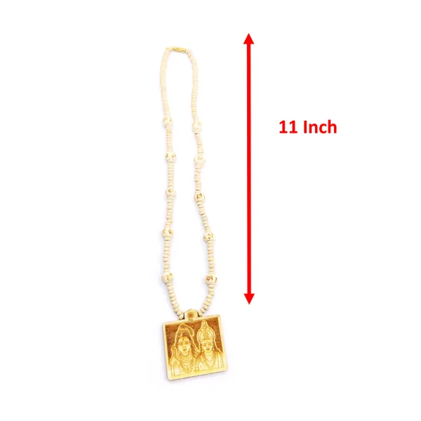 Wooden_Carving_Shiv_ji_parvati_ji_Handmade_Locket/pendant_with_wood_Kanthi_Mala